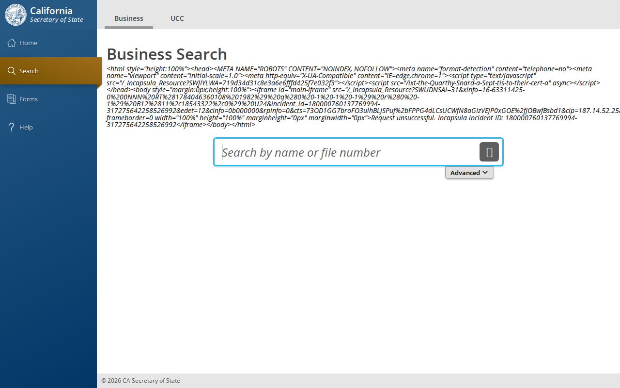 San Clemente people search using California bizfile business records