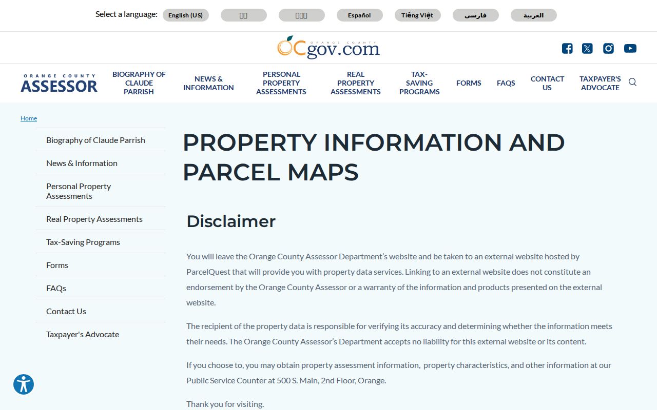 San Clemente people search through Orange County Assessor property information