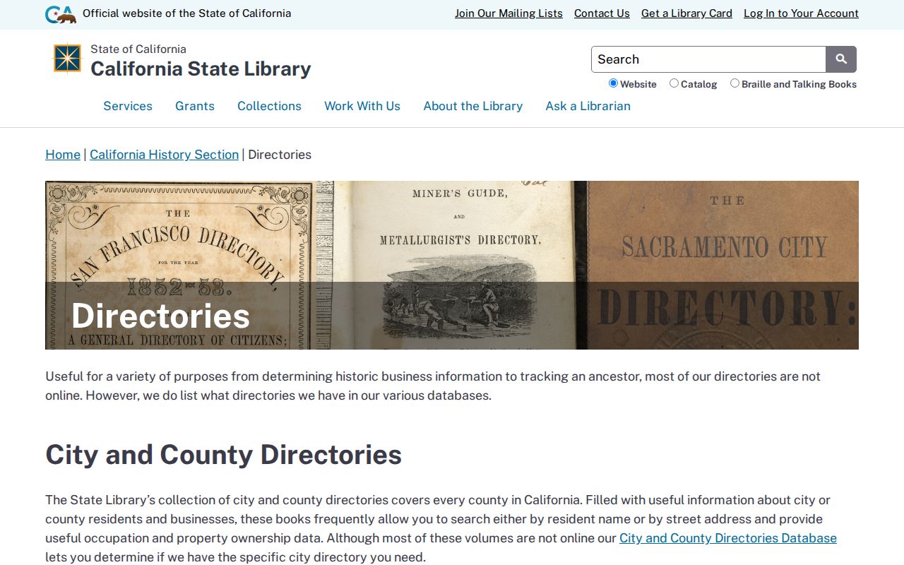 San Clemente people directories California State Library collection
